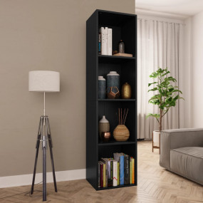 Book Cabinet Black Engineered Wood Medium Bookshelf Rec...