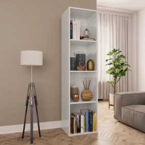 Book Cabinet High gloss white Engineered wood 56.3 in h...