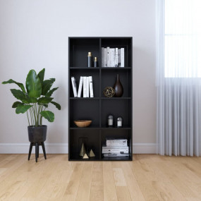 Book Cabinet Black Engineered Wood 26.0 x 11.8 x 51.2 i...