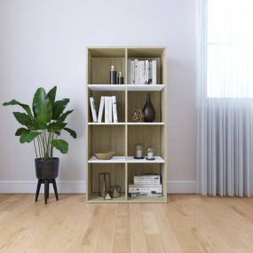 Book Cabinet White and Sonoma Oak Engineered wood Book ...