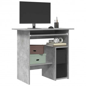 Desk Concrete Grey Engineered Wood Compact Sleek Desk