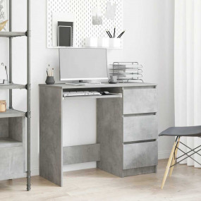 Desk Concrete Gray Engineered Wood Compact Desk Rectang...