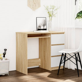 Desk White and sonoma oak Engineered wood Small Drawers...