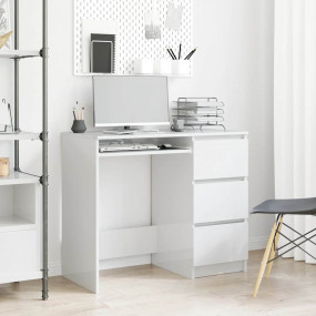 Desk High gloss white Engineered wood 35.4 in long desk...