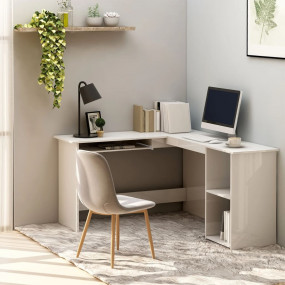 Corner Desk High gloss white Engineered wood 47.2x55.1x...