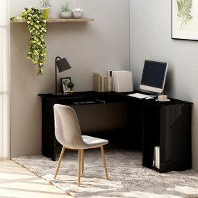 Corner Desk High gloss black Engineered wood 47.2x55.1x...
