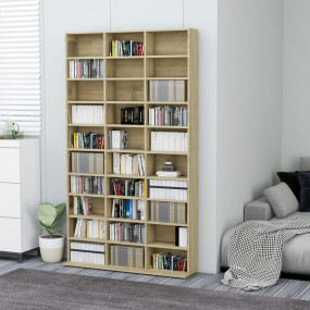 CD Cabinet Sonoma Oak Engineered Wood Large CD Cabinet