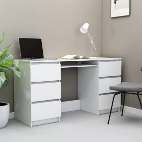 Writing Desk White Engineered Wood Medium Durable Writi...