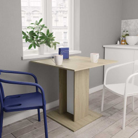 Dining Table White and sonoma oak Engineered wood Mediu...