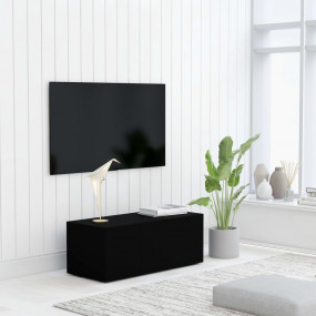 TV Cabinet Black Engineered Wood Compact TV Cabinet Rec...