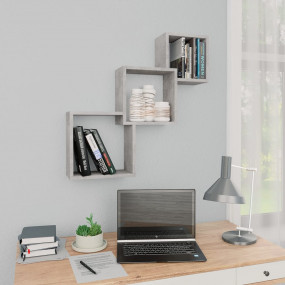 Wall Shelf Concrete Grey Engineered Wood Medium Wall Sh...