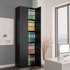 Office Cabinet Black Engineered Wood Standard Office Ca...
