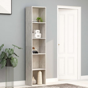 Book Cabinet Concrete Grey Engineered Wood Tall Book Ca...