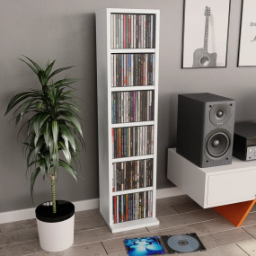 CD Cabinet White Engineered Wood CD Cabinet Rectangular