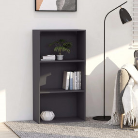 Book Cabinet Grey Engineered wood 3-Tier Book Cabinet