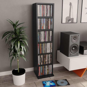 CD Cabinet Black Engineered Wood 8.3x7.9x34.6 in CD Cab...