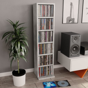 CD Cabinet Concrete Grey Engineered Wood Compact Shelvi...