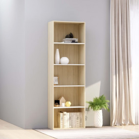 Book Cabinet White and Sonoma Oak Engineered wood Tall