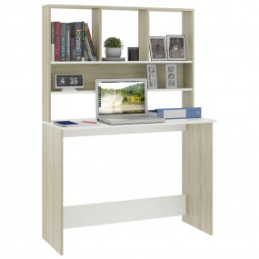 Desk White and Sonoma Oak Engineered Wood 43.3x17.7x61....