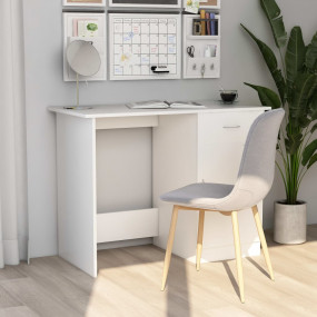 Desk White Engineered Wood Standard Size for Small Spac...