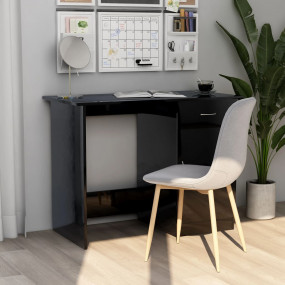 Desk High Gloss Black Engineered Wood 39.4 x 19.7 x 29....