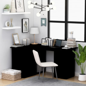 Corner Desk Black Engineered wood Compact Corner Desk