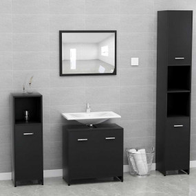 Bathroom Furniture Set Black Engineered wood Medium