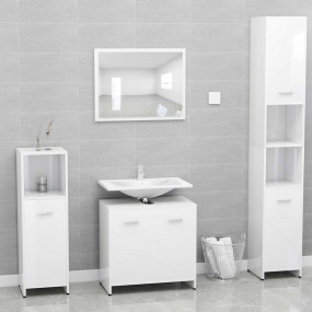 Bathroom Furniture Set High gloss white Engineered wood...