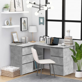 Corner Desk Concrete Grey Engineered Wood 57.1 x 39.4 x...