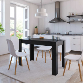 Dining Table Black Engineered wood Medium Minimalistic