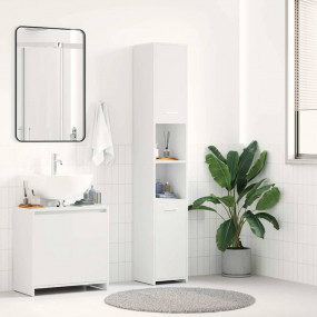 Bathroom Cabinet White Engineered Wood Tall Bathroom Ca...
