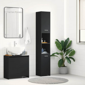 Bathroom Cabinet Black Engineered wood 11.8x11.8x72.2 i...