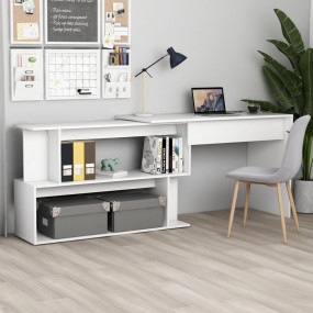 Desk White Engineered Wood 79x19.7x29.9 in Rotatable De...