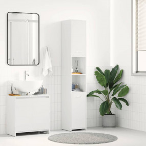 Bathroom Cabinet High gloss white Engineered wood Extra...