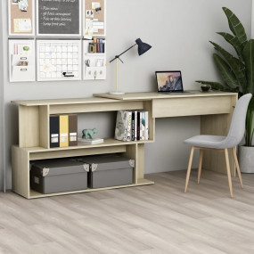 Desk Sonoma oak Engineered Wood 78.7x19.7x29.9 in Rotat...