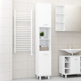 Bathroom Cabinet White Engineered Wood Tall and Narrow
