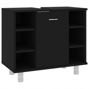 Bathroom Cabinet Black Engineered Wood Small Bathroom C...
