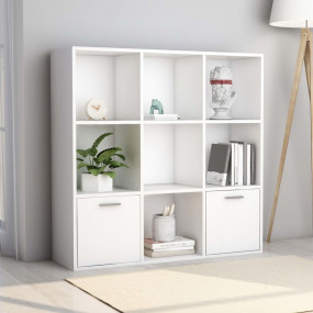 Cabinet White Engineered Wood 38.6 in Book Cabinet Rect...