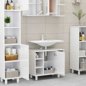 Bathroom Cabinet High gloss white Engineered wood
