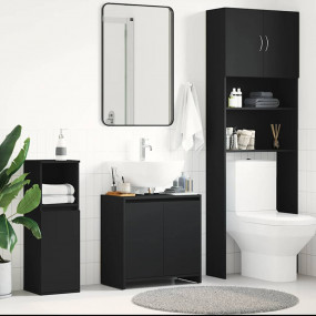 Bathroom Cabinet Black Engineered wood 23.6 x 13.0 x 24...