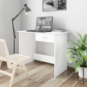 Desk White Engineered wood 39.4x19.7x29.9 in Desk Recta...