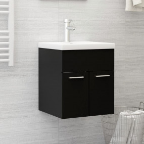 Sink Cabinet Black Engineered wood 16.1 x 15.2 x 18.1 i...