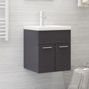 Sink Cabinet High gloss grey Engineered wood Small Sink...