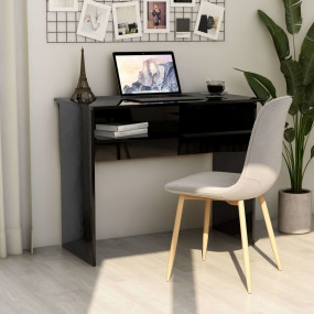 Desk High gloss black Engineered Wood Compact Desk Rect...