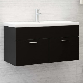 Sink Cabinet Black Engineered Wood Medium Bathroom Cabi...