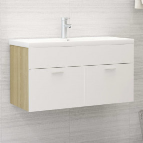 Sink Cabinet White and sonoma oak Engineered wood