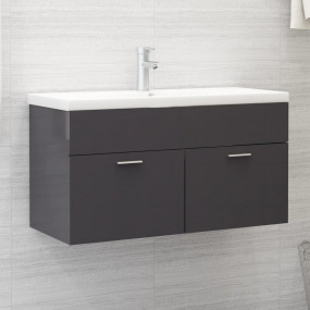 Sink Cabinet High gloss grey Engineered wood Large