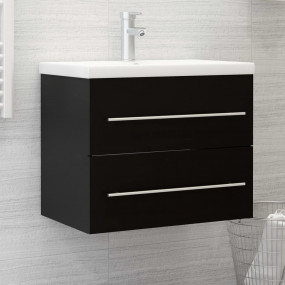 Sink Cabinet Black Engineered Wood Medium Bathroom Cabi...