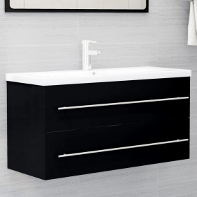 Sink Cabinet Black Engineered Wood 39.4 in x 15.2 in x ...