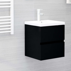 Sink Cabinet Black Engineered wood 16.1x15.2x17.7 in Si...